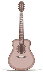 Fototapeta premium A classic wooden acoustic guitar illustration with detailed strings and soundhole perfect for music themes