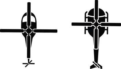 Top down silhouettes of two different helicopters © Mostakim72