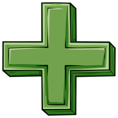 Obraz premium Green three dimensional plus sign illustration for medicine, healthcare, or addition