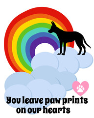 Paw prints in the heart, Card about a dog who went to the rainbow