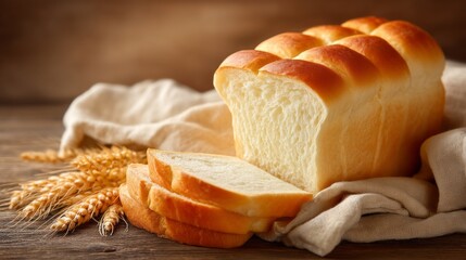 A loaf of bread with a few slices missing sits on a table