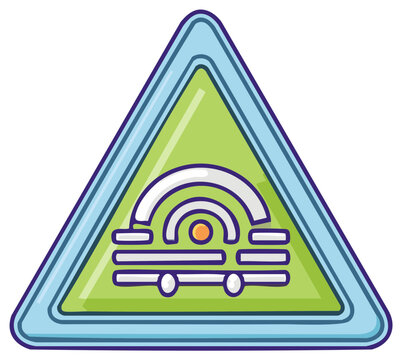 Network signal triangular sign, internet connection symbol with signal arcs and adjustments.