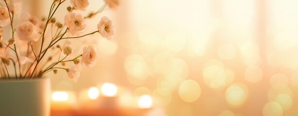 Serene flower arrangement indoor setting decorative content warm lighting close-up view tranquility and beauty