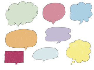 手描きあしらいセット　吹き出し　カラフル　色鉛筆