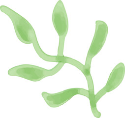 watercolor style green leaf branch floral bush sprout clover seamless pattern on white background