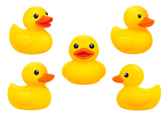 Yellow Rubber Ducks in Circular Pattern – Playful Arrangement for Childhood, Education, and Toy Design