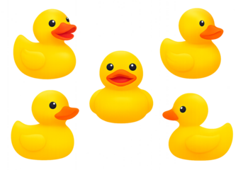 Yellow Rubber Ducks in Circular Pattern – Playful Arrangement for Childhood, Education, and Toy Design