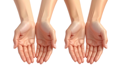 Open female hands holding something duo bundle isolated on transparent background