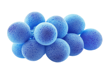 Cluster of textured, blue, round spheres