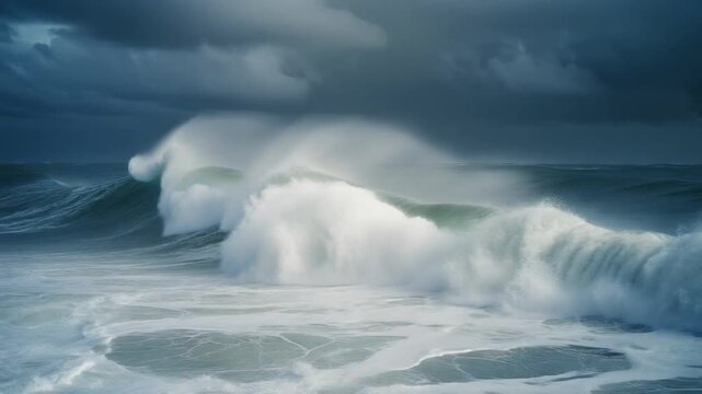 Slow-Motion Tidal Surge Wave Under Stormy Atmosphere. 