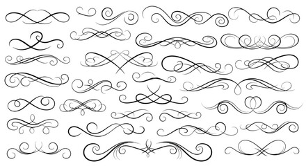 Elegant Swirls and Flourishes Collection Decorative Elements for Designs and Embellishments