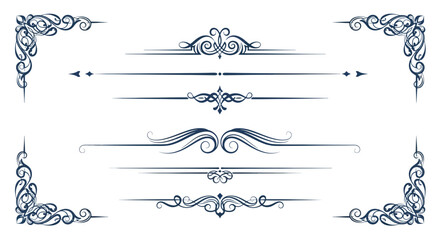 Decorative design elements collection, elegant borders, corners, flourishes, and dividers in vector format