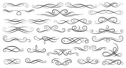 Elegant Swirls and Flourishes Collection Decorative Elements for Designs and Creative Projects