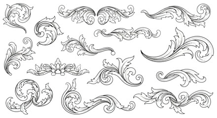 Elegant Baroque Swirls and Flourishes Collection Decorative Design Elements for Creativity