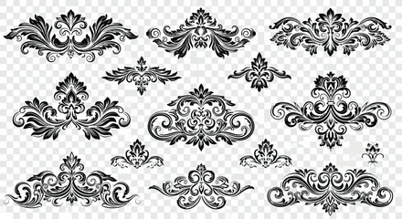 Elegant Decorative Elements Collection of Ornate Flourishes, Swirls, and Scroll Designs for Versatile Use