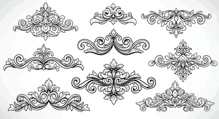 Decorative Floral Ornament Collection for Design Projects in Vintage Style