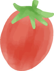 watercolor style red tomato strawberry cherry apple berry seamless pattern on white background