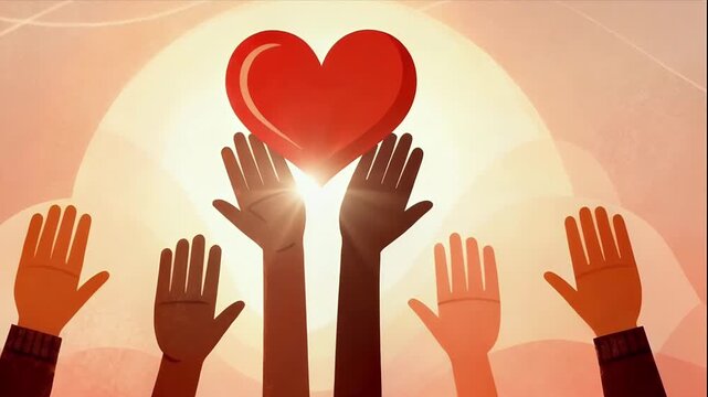 Unity Hands: Radiant Heart of Compassion and Hope