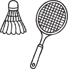 Badminton racket with shuttlecock