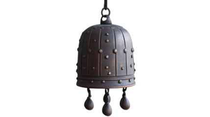 Furin wind bell with delicate design and soothing chime, perfect for Japanese decor and traditional ambiance visuals isolated on white background