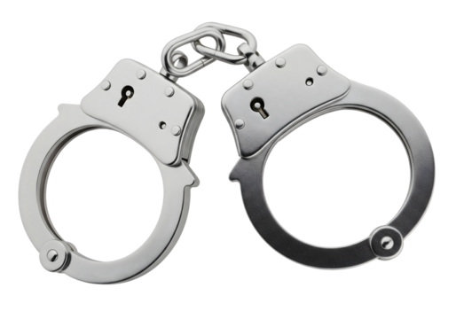 Classic metal handcuffs isolated on a black background