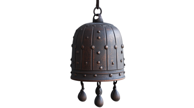 Furin wind bell with delicate design and soothing chime, perfect for Japanese decor and traditional ambiance visuals isolated on white background