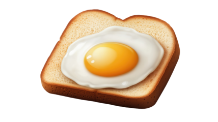 Fried egg with crispy toast, showcasing golden yolk and crispy edges, perfect for breakfast food and brunch visuals isolated on white background