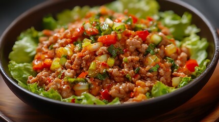 Spicy minced pork salad minced pork mash with spicy