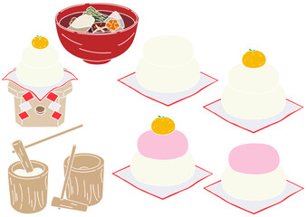 正月餅6種　版画