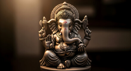 Obraz premium Artistic Lord Ganesha Statue with Warm Studio Lighting
