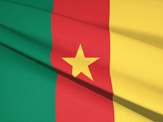 Celebrate Cameroonian pride with this vibrant waving flag background, perfect for national holidays, events, and patriotic designs showcasing Cameroonian culture