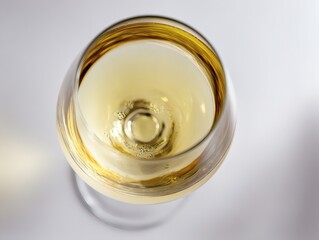 stemware. Elegant white wine glass placed simply on a clean table, capturing refined sophistication. bar promotions, beverage menus, designed for food & beverage menus and cafe branding.