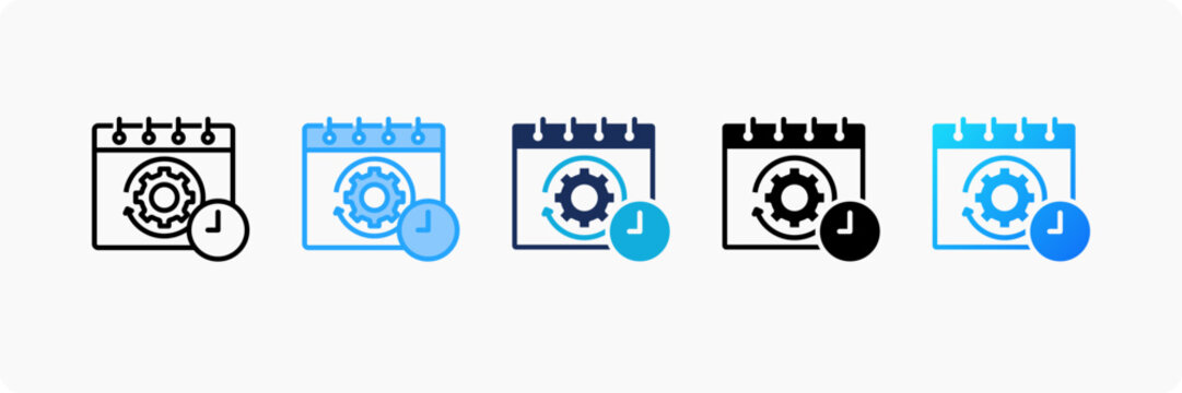 Auto Scheduling icon set multiple style collection