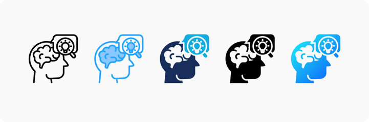 Cognitive Assistant icon set multiple style collection