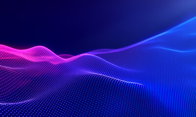 Abstract blue wave pattern with flowing light lines vector background design