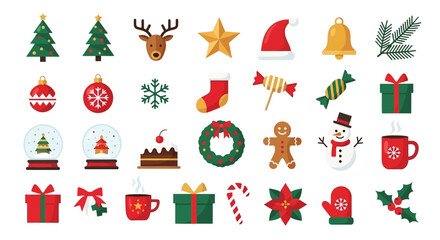 Festive Christmas Icon Collection Adorable Symbols for Holiday Designs and Decorations