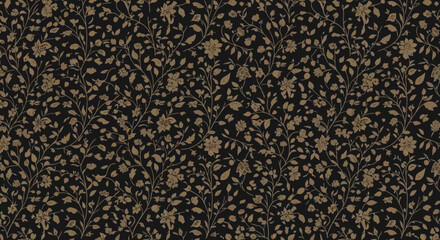 Elegant Floral Pattern in Gold on Black A Timeless Design for Various Applications