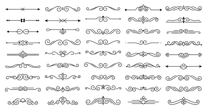 Elegant Decorative Divider Collection A Versatile Set of Ornate Graphic Elements for Design