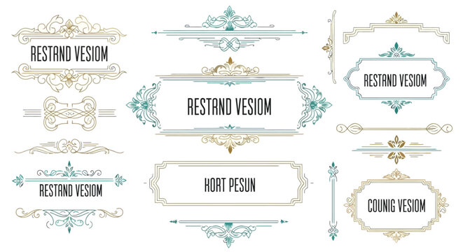 Elegant vintage frames and decorative elements set