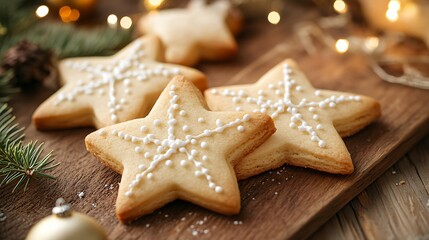 Star shaped sugar cookies at christmas time