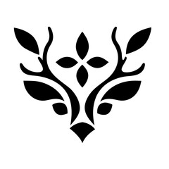 Graceful deer logo featuring flower-decorated antlers for a boutique