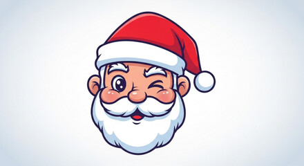 Cartoon santa claus winking isolated on for christmas time