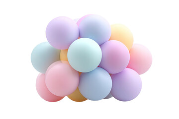 Pastel-toned spheres piled, creating soft, abstract art