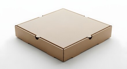 Blank cardboard pizza box for takeaway food delivery isolated on white background