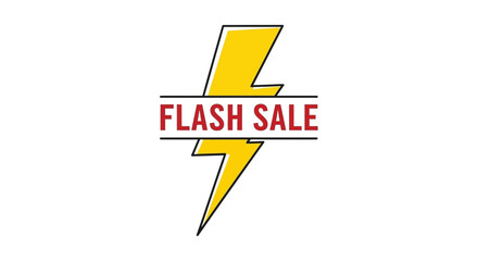 A yellow lightning bolt with FLASH SALE in red between two black horizontal lines