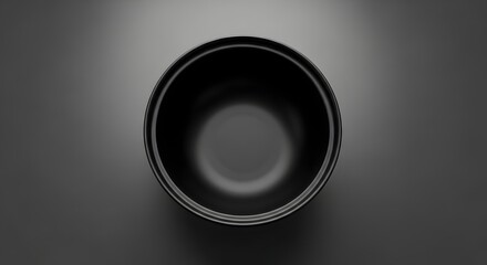Empty black bowl top view on monochromatic background minimalist still life concept