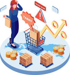 Isometric Trade War and Tariff Impact on Consumer Behavior