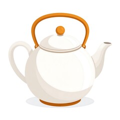 Obraz premium Elegant White Teapot with Orange Accents for Tea Time.