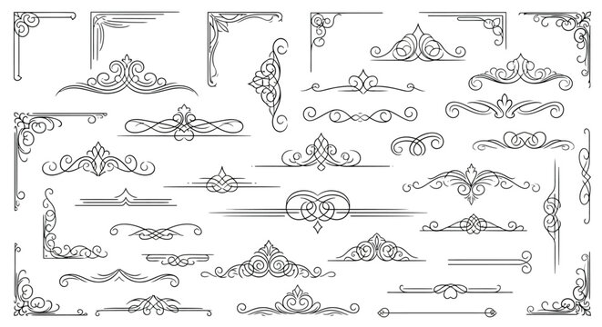 Elegant Vintage Ornate Vector Elements for Decoration and Design - Swirls, Corners, Borders