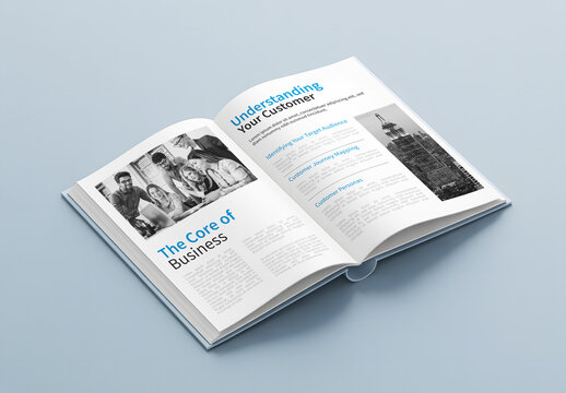 Modern Business Handbook Mockup on Blue